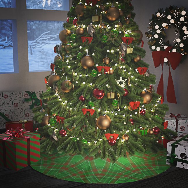 Karierte Weihnachten Polyester Weihnachtsbaumdecke (Von Creator hochgeladen)