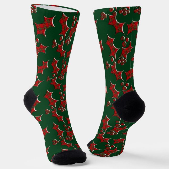 Karierte Weihnachten und Berries Socken (Gewinkelt)