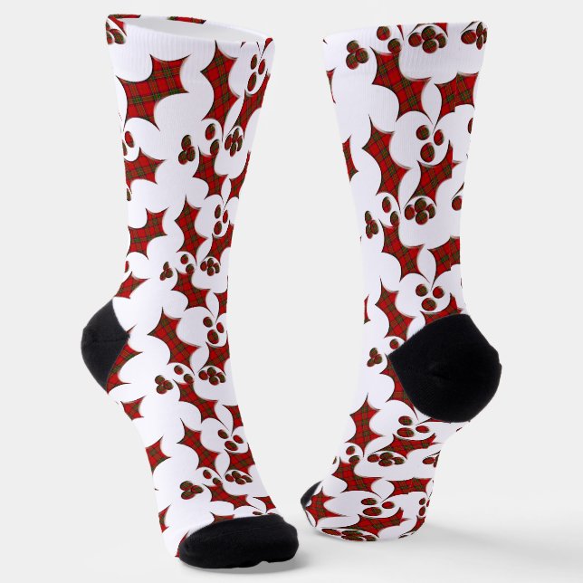 Karierte Weihnachten und Berries Socken (Gewinkelt)