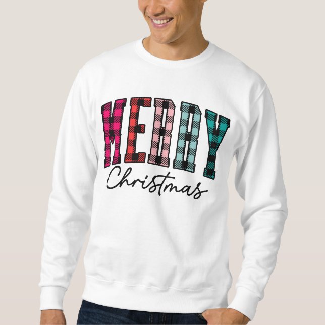 Karierte Weihnachts-Sweatshirt | Mehrfarbigkeit vo Sweatshirt (Vorderseite)