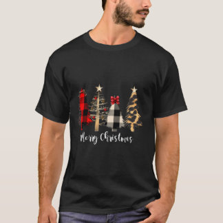 Karierte Weihnachtsbaumszene T-Shirt