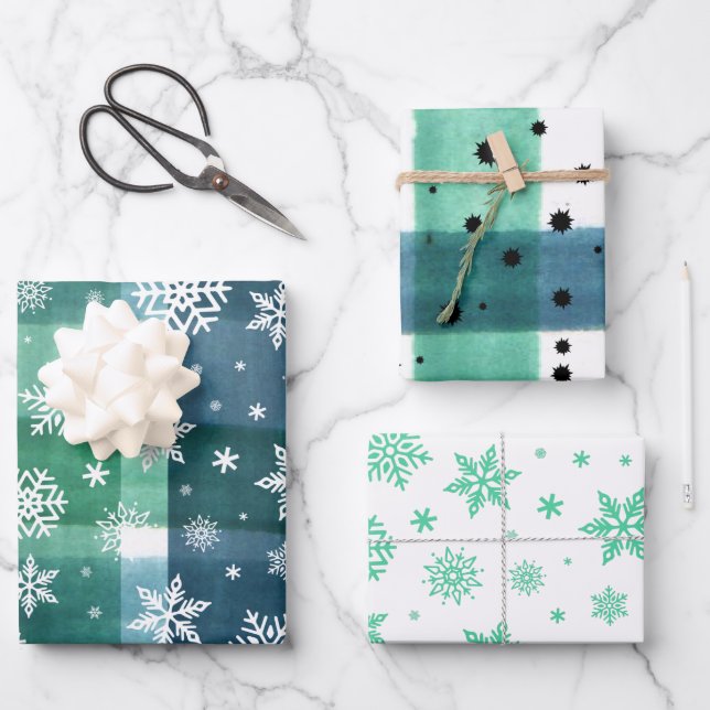 Karierte Weihnachtsfarbe | Geschenkpapier Set (Vorderseite)
