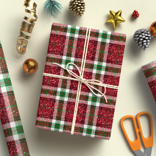 Karierte Weihnachtsfeiertage am grünen und roten B Geschenkpapier