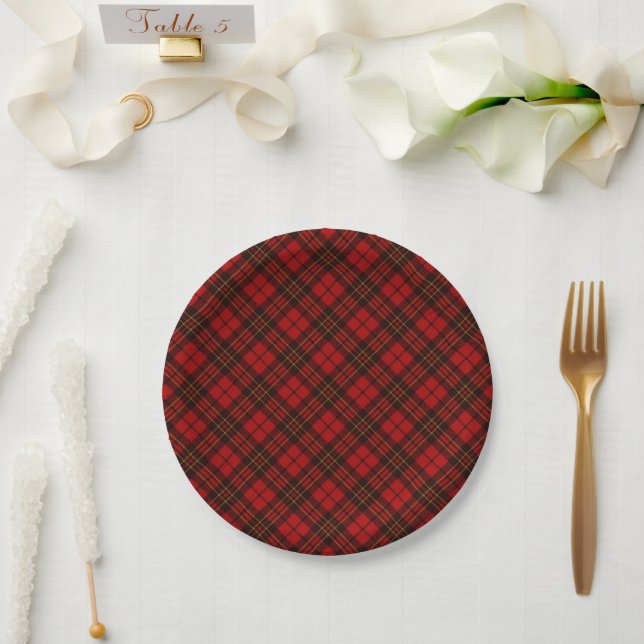 Karierte Weihnachtsfeiertage mit rotem Tartan Pappteller (Hochzeit)