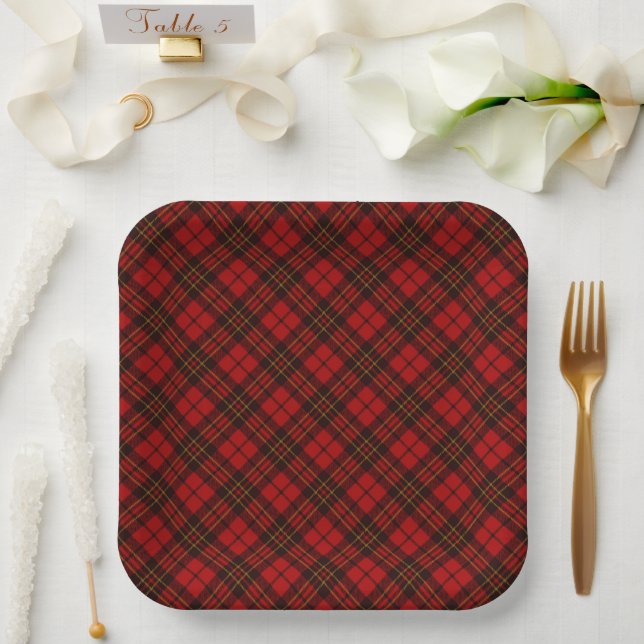 Karierte Weihnachtsfeiertage mit rotem Tartan Pappteller (Hochzeit)
