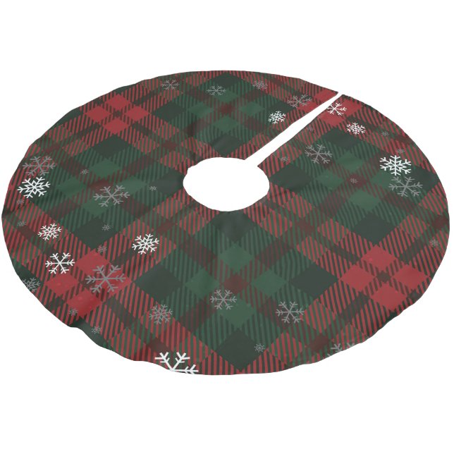 Karierte Weihnachtsfeiertage Polyester Weihnachtsbaumdecke (Schrägansicht)