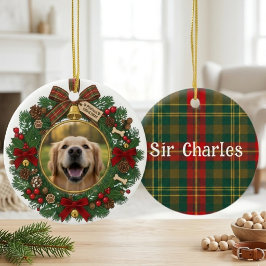 Karierte Weihnachtsgirlande Festive Grafik Keramik Ornament