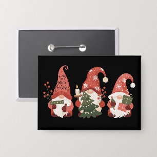 Karierte Weihnachtsgnomes Santa Funny Frohe Weihna Button
