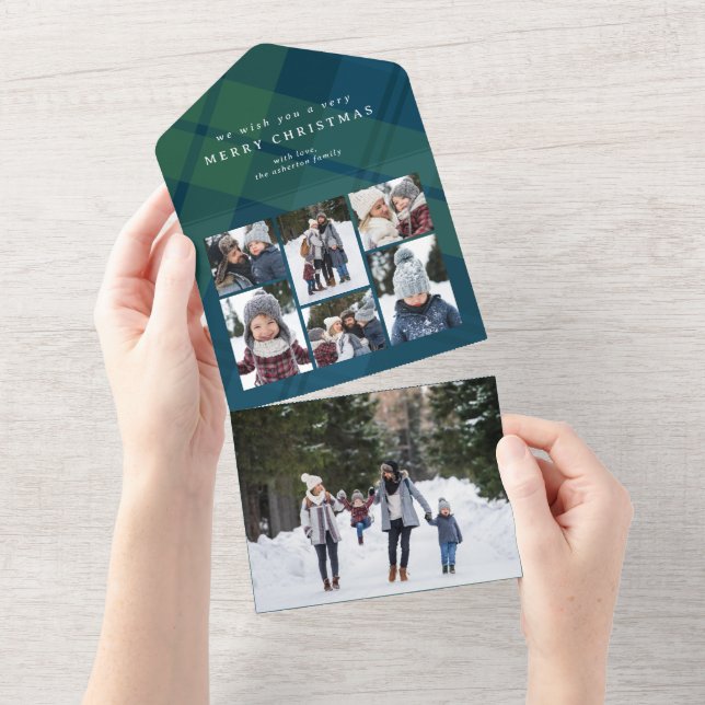 Karierte Weihnachtskollektion im klassischen Urlau All In One Einladung (Abreißen)