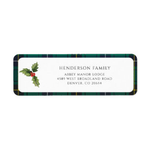 Karierte Weihnachtsmistletoe Tartan Rücksendeadres