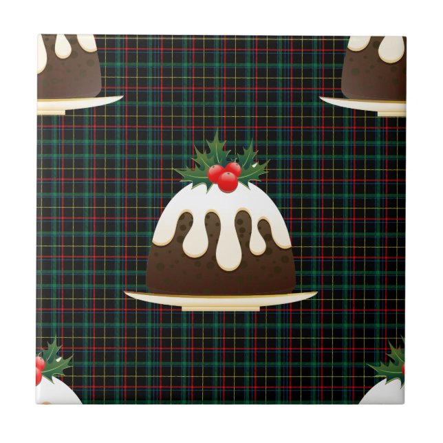 karierte Weihnachtspudding Fliese (Vorderseite)
