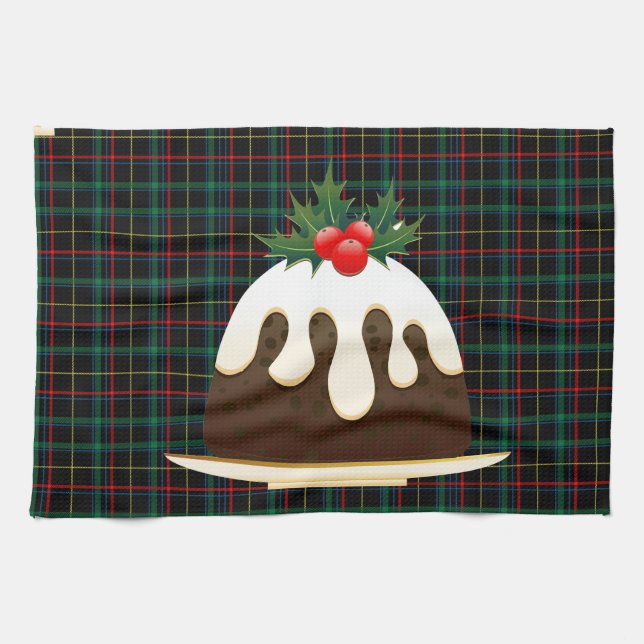 karierte Weihnachtspudding Geschirrtuch (Horizontal)