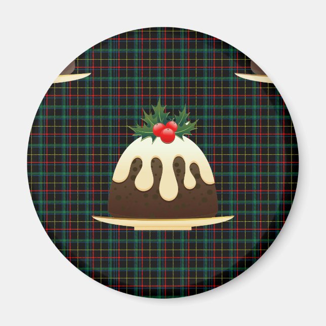 karierte Weihnachtspudding Magnet (Vorne)