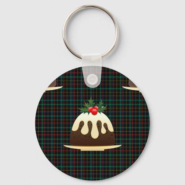 karierte Weihnachtspudding Schlüsselanhänger (Vorderseite)