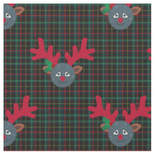 karierte Weihnachtsrentiere Emoji Stoff