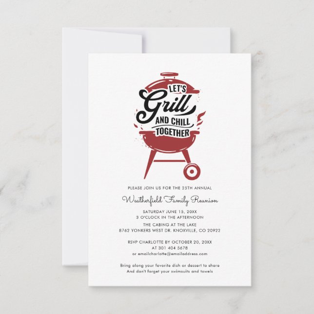 Karierte Wiedersehen Jährliche GRILLEN Party Einladung (Vorderseite)