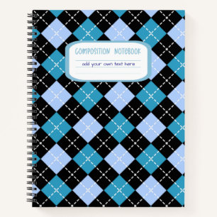 Karierte Zusammensetzung von Preppy Blue und Black Notizbuch