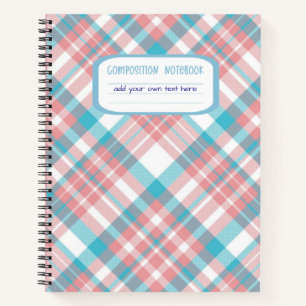 Karierte Zusammensetzung von Preppy Blue und Pink Notizbuch