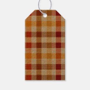 Karierter Arbeitstag im Herbst - orange, braun und Geschenkanhänger