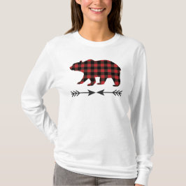 Karierter Bär aus Red Black Buffalo T-Shirt