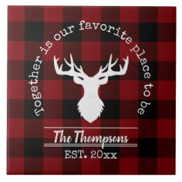 Karierter Bauernname Rot und Schwarz Buffalo Fliese