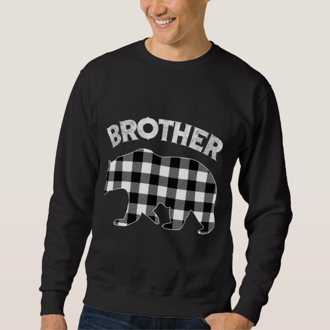 Karierter Brother Bear Christm, Schwarz-Weiß-Buffa Sweatshirt (Vorderseite)