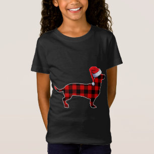 Karierter Buffalo Santa Dackel Weihnachtshund T-Shirt