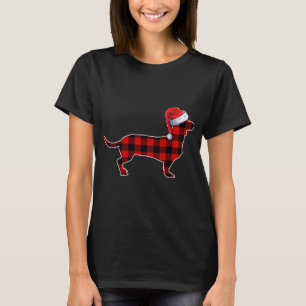 Karierter Buffalo Santa Dackel Weihnachtshund T-Shirt