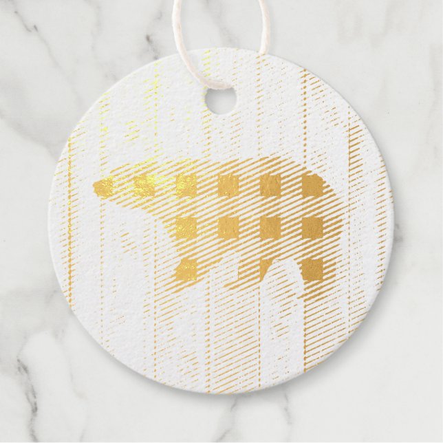 karierter Büffelbär, 1. Geburtstag Party Geschenkanhänger (Vorderseite)