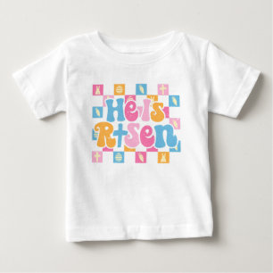 Karierter christlicher Ostern Er ist auferstanden Baby T-shirt