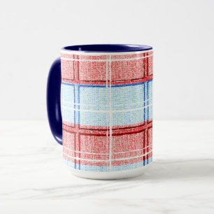 Karierter Cup-Tasse Rot, Weiß und Blau Tasse