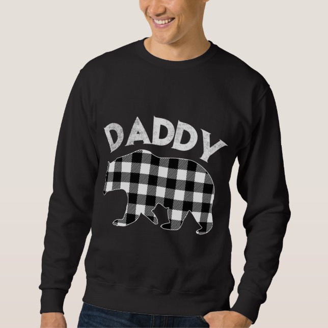 Karierter Daddy Bär - Schwarz und Weiß Buffalo Wei Sweatshirt (Vorderseite)