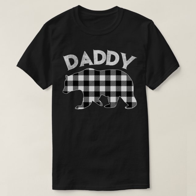 Karierter Daddy Bär - Schwarz und Weiß Buffalo Wei T-Shirt (Design vorne)