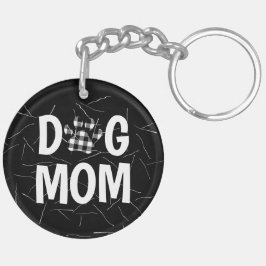 Karierter DOG-MAMA-Pawprint und -Fur Schlüsselanhänger