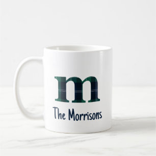 Karierter Druckminderbuchstabe m Anfangsbuchstabe  Kaffeetasse