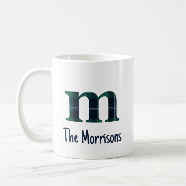 Karierter Druckminderbuchstabe m Anfangsbuchstabe  Kaffeetasse (Links)