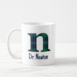 Karierter Druckminderbuchstabe n Anfangsbuchstabe Kaffeetasse