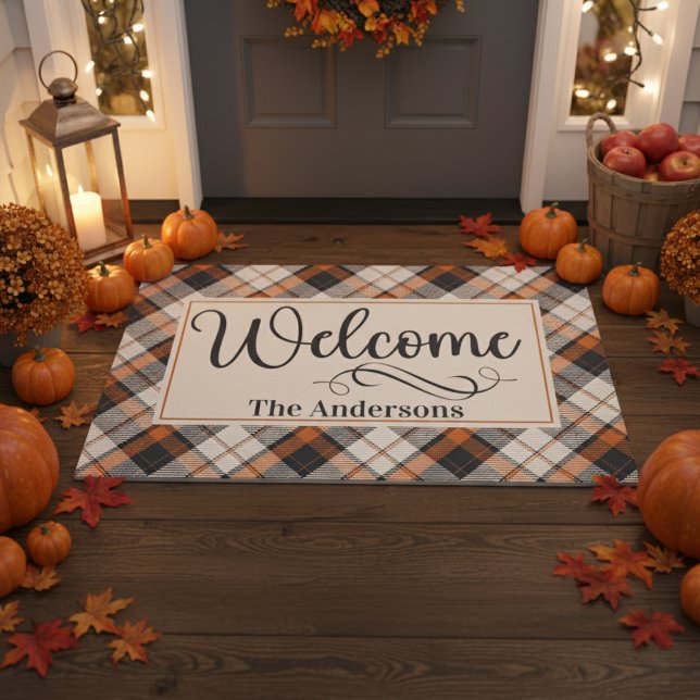 Karierter Empfang Fußmatte (Fall Plaid Custom Welcome Doormat)