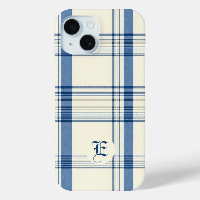 Karierter Fall für Classic Blue und Cream Case-Mate iPhone Hülle (Rückseite)