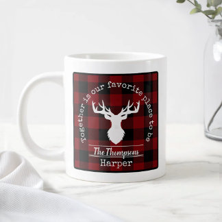 Karierter Familienname Rot und Schwarz Buffalo Jumbo-Tasse