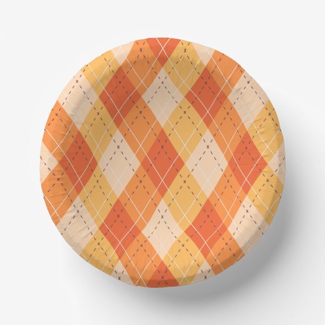 Karierter Feiertag Herbst Herbst Erntedank Ernte L Pappteller (Vorderseite)