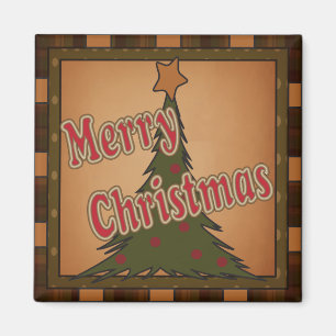 Karierter Frohe Weihnachtsbaumgeschenk Magnet