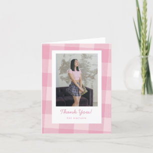 Karierter geklappter Abschluss Pink Danke Karte