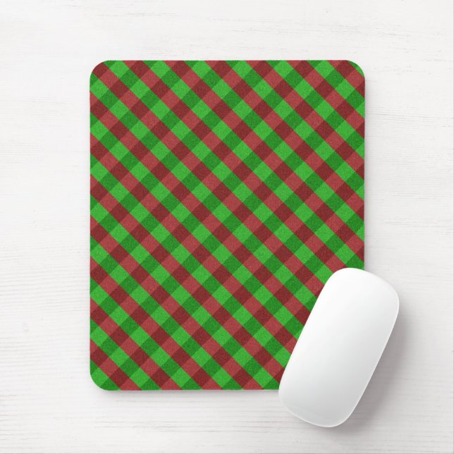 Karierter Glitzer rot/grün Mousepad (Mit Mouse)