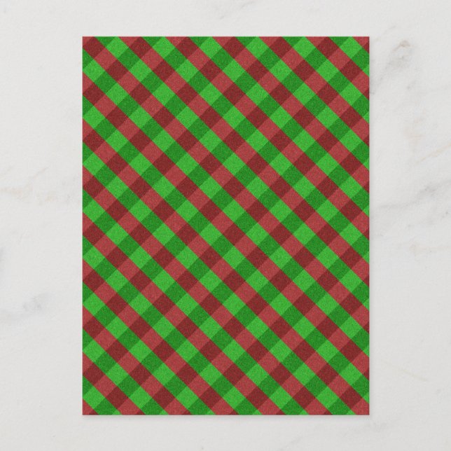 Karierter Glitzer rot/grün Postkarte (Vorderseite)