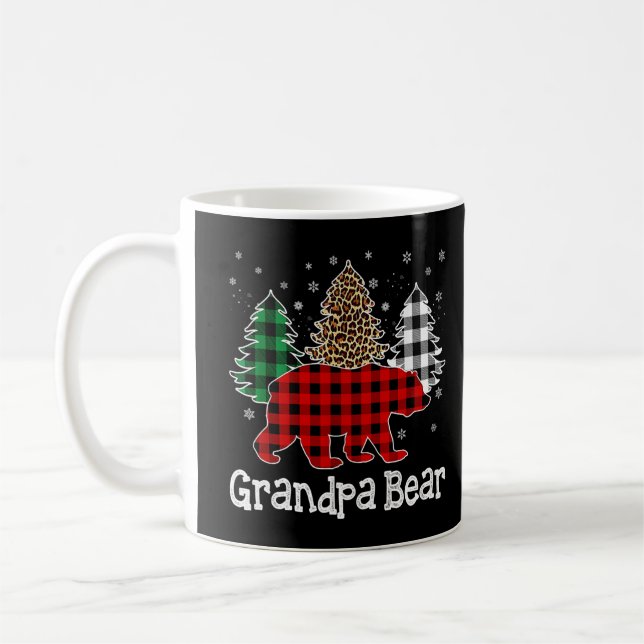 Karierter Grandpa Bär Weihnachtsbaum Leopard Kaffeetasse (Links)