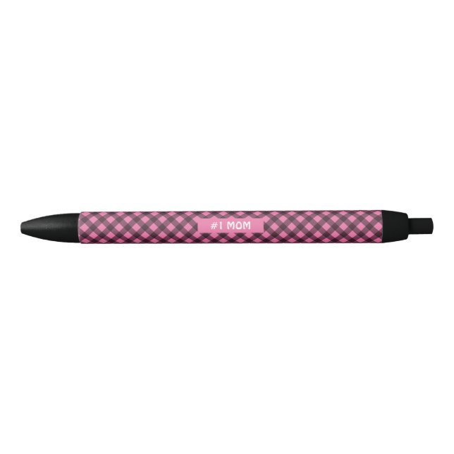 Karierter Halloween-Pen in Rosa und Schwarz Kugelschreiber (Vorderseite)