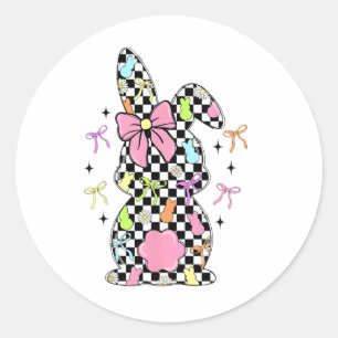 Karierter Hase Ostertag Kokette Schleifen Osterhas Runder Aufkleber