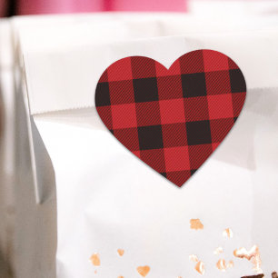 Karierter Holzfäller des ursprünglichen Büffels Herz-Aufkleber