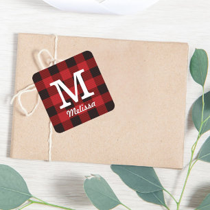 Karierter Holzfäller des ursprünglichen Büffels Quadratischer Aufkleber